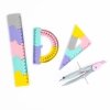 ZESTAW GEOMETRYCZNY 4 elem PUZZLE 20 cm EKIERKA CYRKIEL KĄTOMIERZ KIDEA